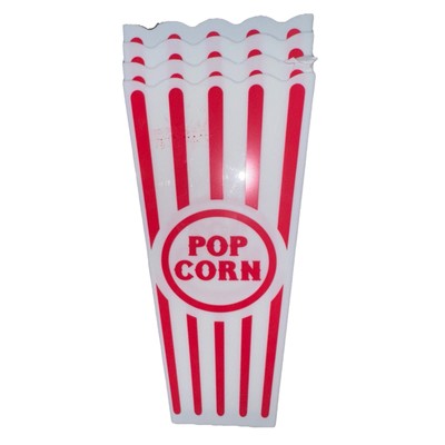 Plastic Popcorn Containers Red & White Striped Retro Style Reusable Popcorn Boxe