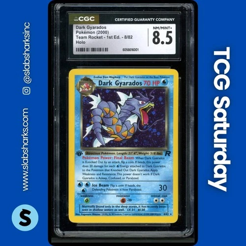 2000 POKEMON TEAM ROCKET FIRST EDITION #8/82 DARK GYARADOS HOLO CGC 8.5