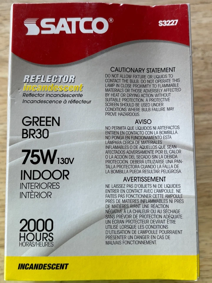 GREEN Reflector Bulb - 75W -BR30 - Medium Base - S3227 - 130V Dimmable Indoor - Image 3 of 4