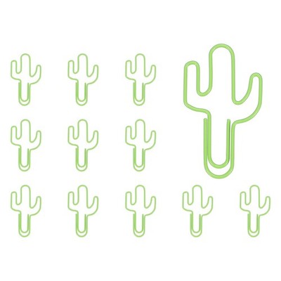 12Pcs Paper Clip, Cactus Shape Paper Clip Small Cute Bookmarks, Green