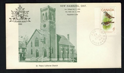 Canada #496, 1969 6¢ Sparrow, New Hamburg Ontario cachet FDC, VF New Hamburg cxl