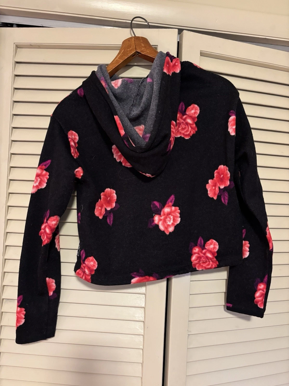 UNDERCOVER Felpa con cappuccio rosa Victoria’s Secret cropped taglia S nera rosa rosse rose
