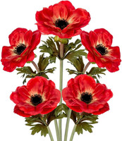 Briful 5Er Set KüNstliche Anemonen Kunstblumen Wie Echt Kunstzweige Rote FrüHlin