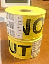 Yellow Caution Barricade Tape, 3 in. x 1000 ft. Roll New Unopened Heavy Mil.