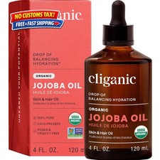 Organic Jojoba Oil, 100 Pure Cold Pressed for Face Hair, 4oz