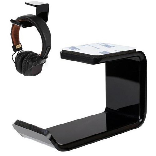Headphone Stand Hanger Under Desk New Hook Tape Holder Dual Headset Clever Mount - Picture 6 of 11