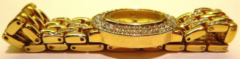 Reloj pulsera EJ Ernest Jones para mujer, tono dorado con cristales blancos, moda Foto 3 de 4