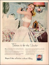 1953 vintage AD  PEPSI COLA Fashion for the Slender  art by  Bob Levering 071424