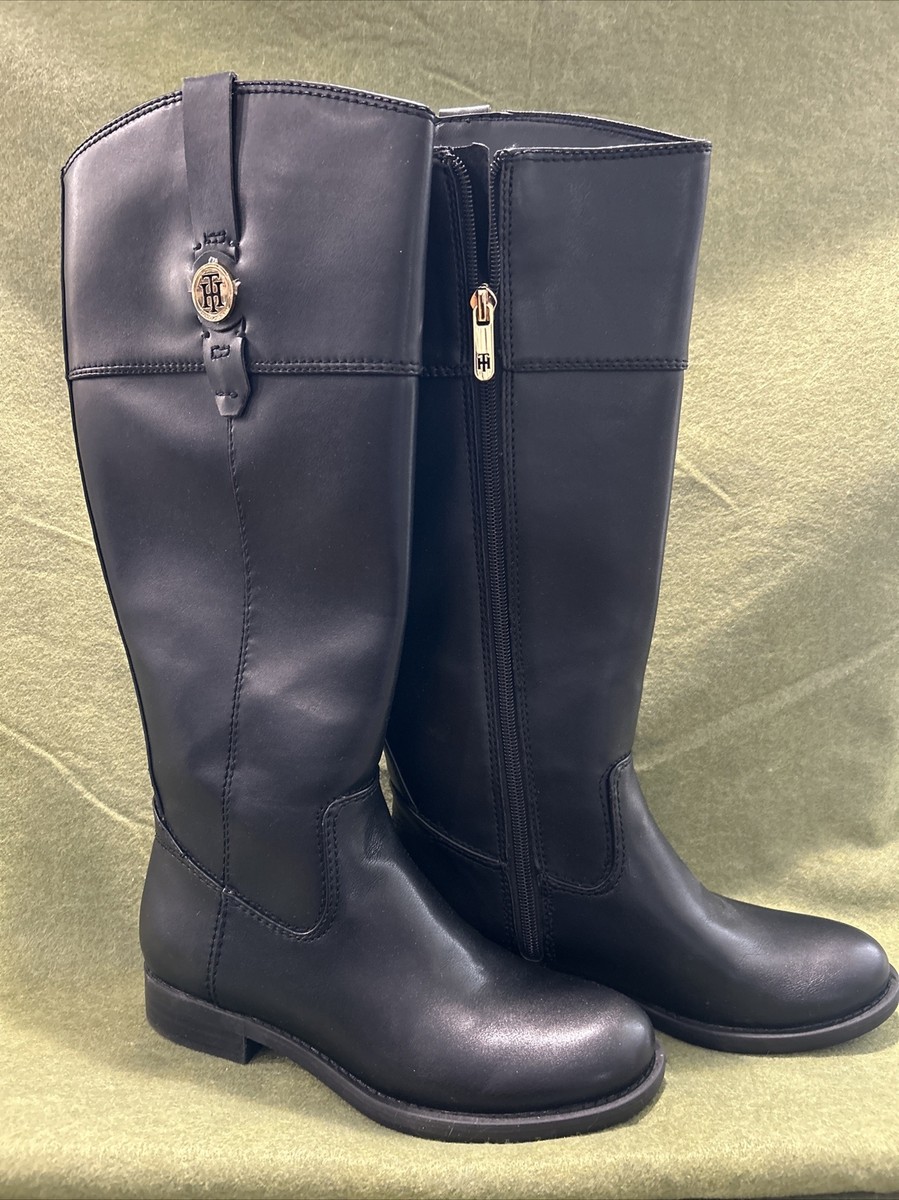 Women's Tommy Hilfiger Shano Equestrian Black Riding Boots Size