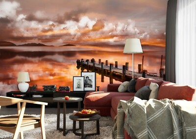 3D Sunset Pier ZH33 Wallpaper Wall Mural Self-adhesive Marco Carmassi Jenny