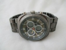 Digital Watch Black Stainless Steel Band Chronograph Dual Time