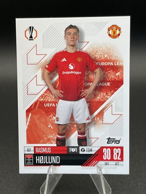 PSA9 2023-24 Topps Deco UEFA Rasmus Hojlund 直筆サインカード /25