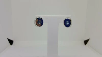 Boucles D'Oreilles Bouton Avec Topaze Bleue en or Blanc 18KT 4,8 Grammes (3520) - Photo 1/4