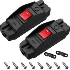 2 Pcs 20A Heavy Duty Inline Cord Switch Black On/Off Rocker with Red LED