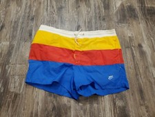 VTG 1980's Nike Nylon Swim Trunks Color Block Blue Tag Made in USA Sz M Shorts