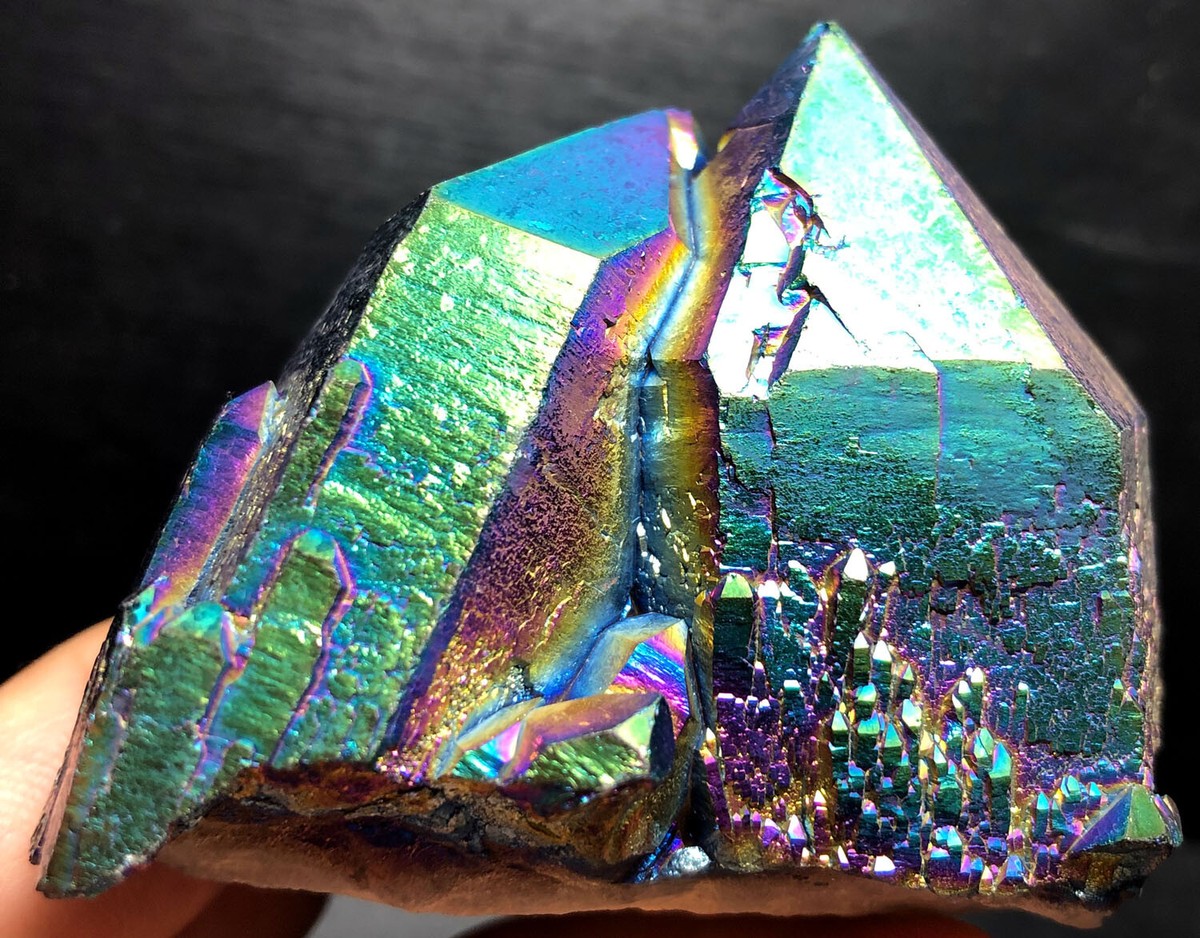 207g WOW! Rainbow Titanium plated Crystal Cluster, color-changing