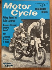 Vintage Motor Cycle Magazine November 1965 Rare Ariel Arrows New BSA Forks