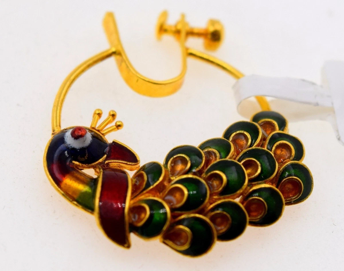 Peacock nose ring gold deals