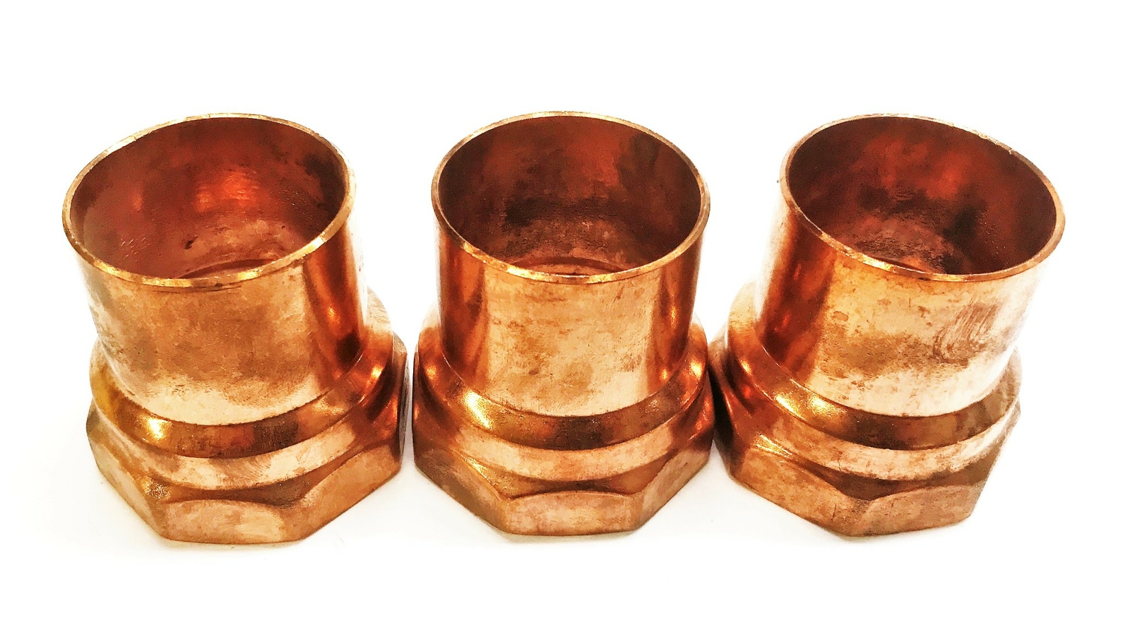 Unbranded 1-3/4" Sweat x 2-1/4" Female Copper Coupling [Lot of 3] NOS