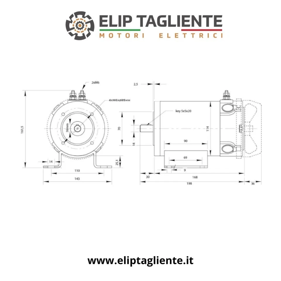 MOTOR ELÉCTRICO DC 12V 800W 3200RPM 71B3 TRACCIÓN APLICACIONES A BATERÍA - Imagen 2 de 2