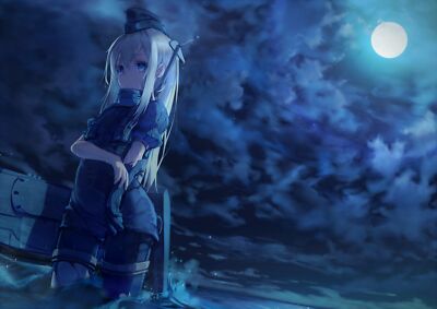 Anime u511 moon clouds water kantai collection Playmat Game Mat Desk