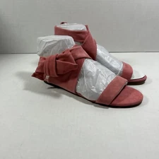 Sole Society 7 Medium Suede Leather Coral Sandals Shoes With Bow