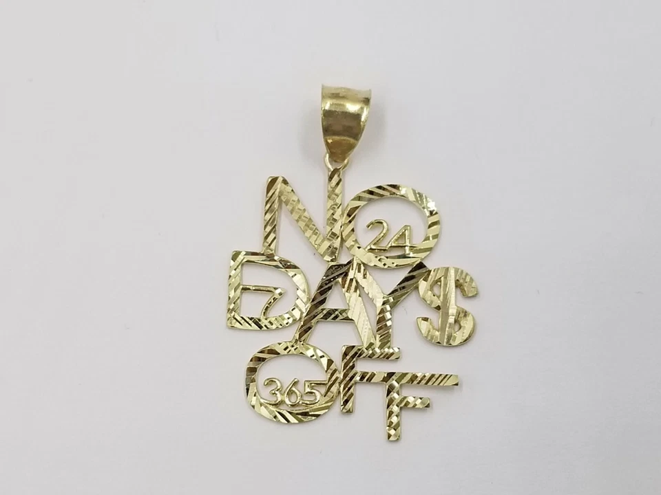 Colgante de oro amarillo de 10 k sin días con dije de corte de diamante para hombres y mujeres 365 7 24 DWM Foto 2 de 4