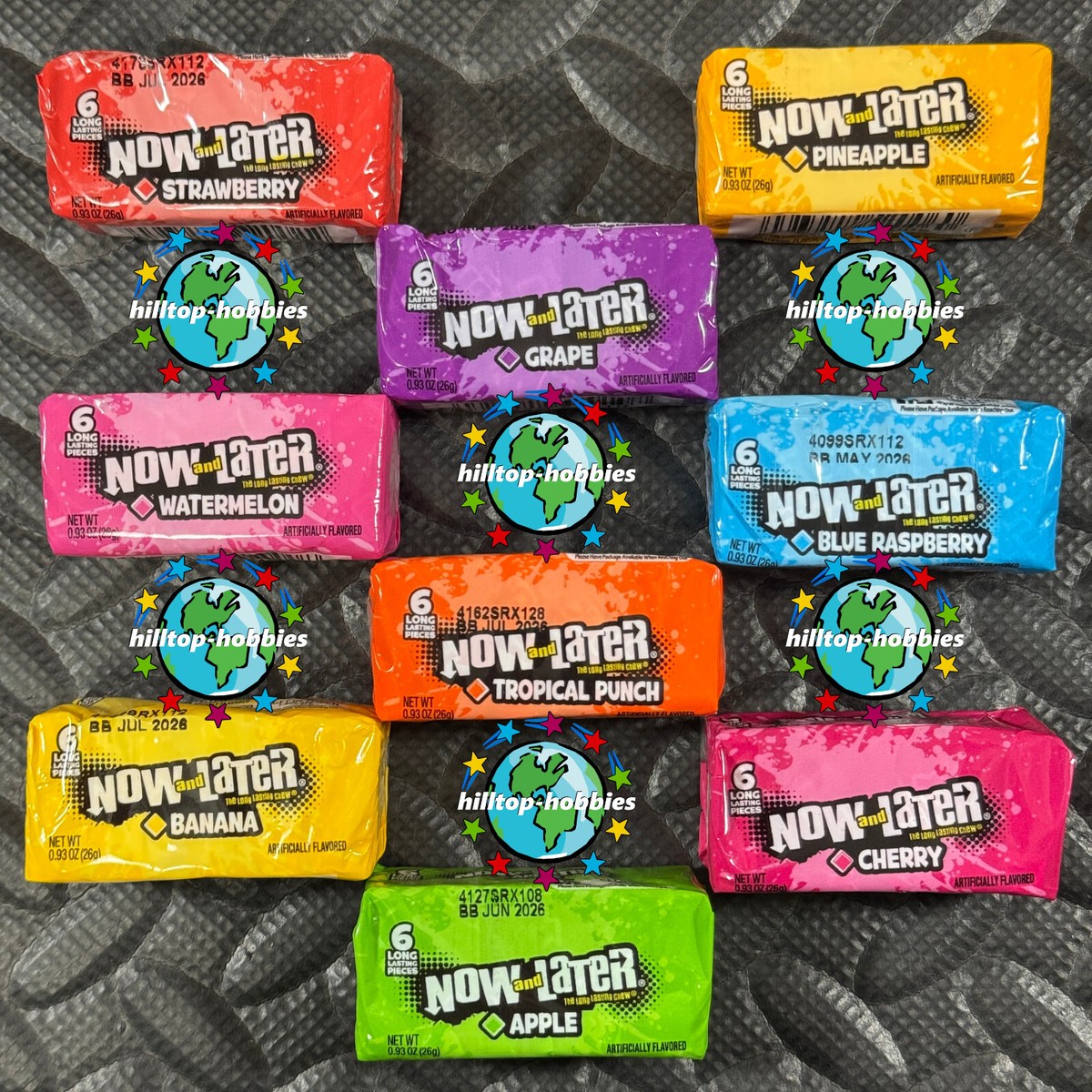 LOT OF 9X PACKS OF NOW AND LATER CANDY 6-PIECES PER PACK! 9