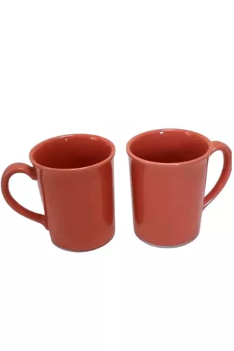 Set of 2 Vintage CORNING WARE Coral Pink Salmon Coffee Mugs Corelle USA 47 K7