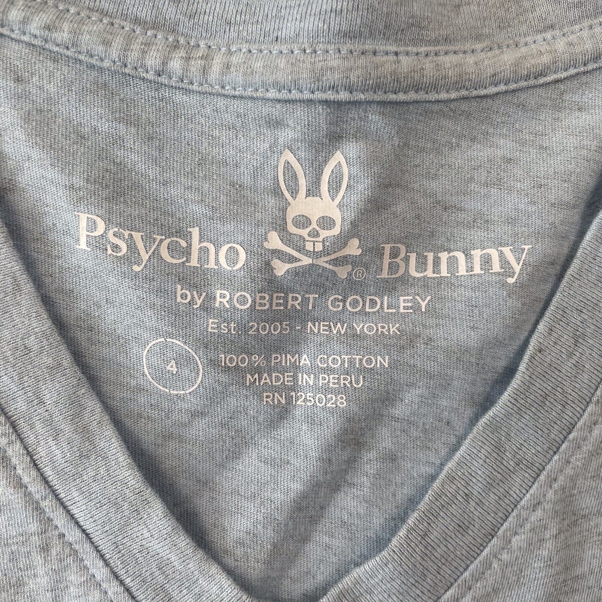 カン Psycho Bunny Shirt Mens Size 4 Small Blue V Neck Short Sleeve Pima