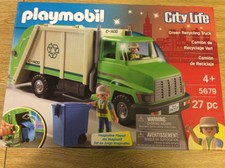 playmobil green recycling truck playset