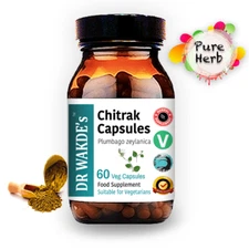 DR WAKDE'S Chitrak Capsules (Plumbago zeylanica) | 60 Veg Caps | Ayurvedic Su...