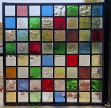 Stained Glass Panel - Reproduction Obscure & Coloured Glass -  ( 421mm x 421mm )