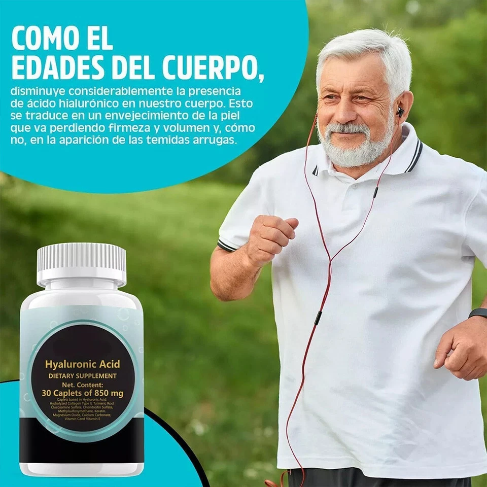 1-5 PACK Nuevo Ácido Hialurónico 30 Comprimidos 850 mg Reponer Energía Foto 4 de 4