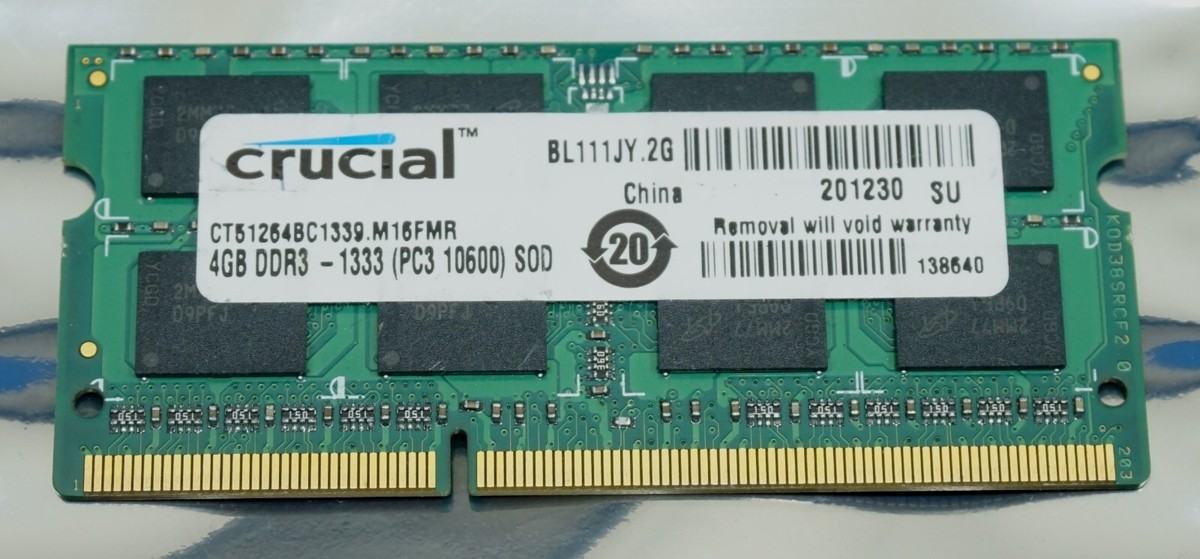 Crucial 4GB DDR3 laptop memory 10600 1333 CT51264BC1339.M16FMR | eBay