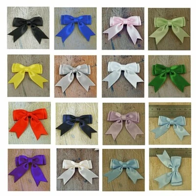 Ready Made Bows 2 inches Satin Ribbon Double Bows 30 Colours 10 pcs