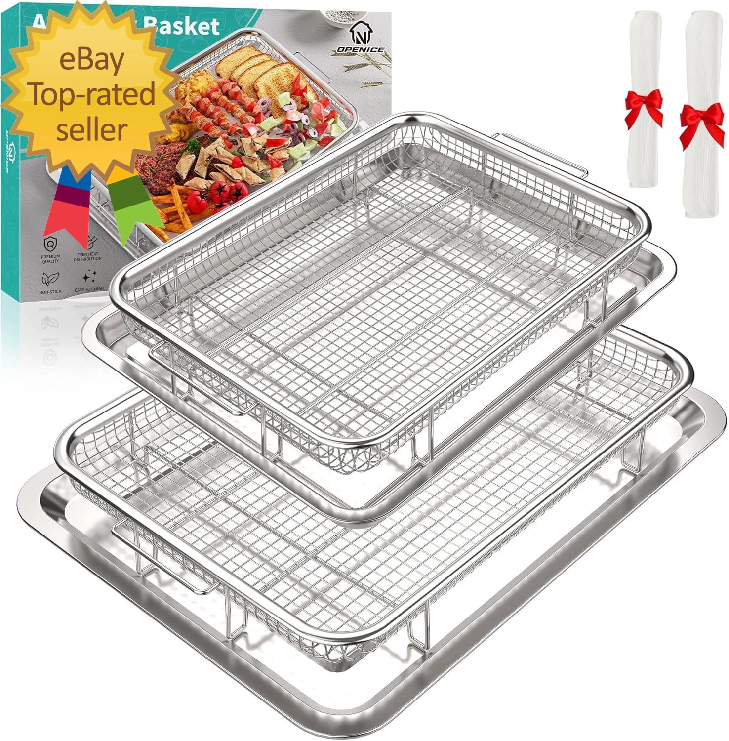 Air Fryer Basket 2 Set Air Fryer Pan and Crisper Tray for Oven Non-Stick Oven A
Opens in a new windo