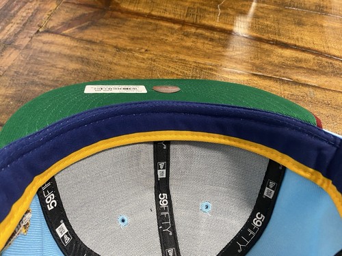 Hat Club Chicago Cubs Wrigley Field Sky Blue Red New Era Fitted 7 3/4 Green UV - Picture 17 of 17