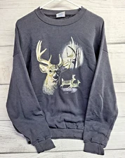 Vintage 90s C.J. Conner Deer Graphic Print Sweatshirt Santee Tag Size XL USA
