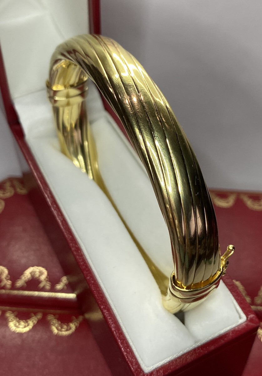 18k Yellow Gold Sterling Silver Twisted Italy Cuff 11MM