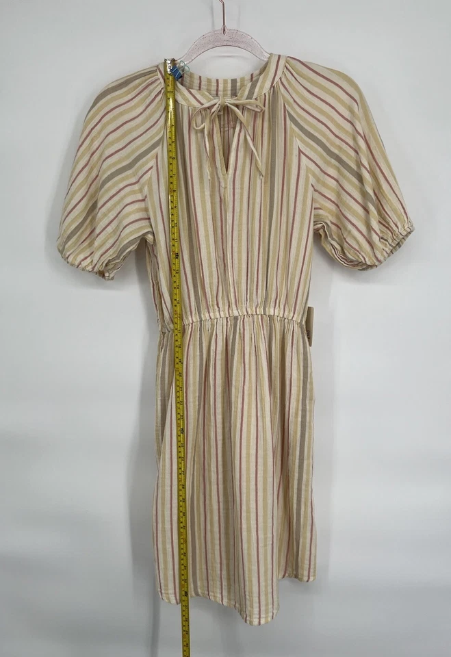 Maxi Vestido de Algodón A.n.a Para Mujer Talla XS Rayas Boho Cuello Atado Nuevo con Etiquetas Original $54 Foto 2 de 4