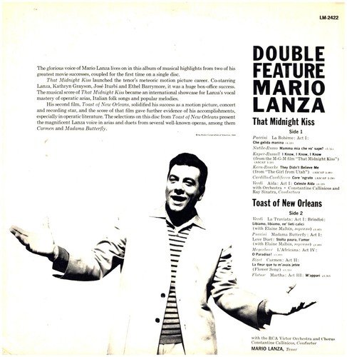 MARIO LANZA Double Feature 1959 RCA VICTOR RED SEAL LM - 2422 VINYL LP RECORD - Imagen 22 de 24