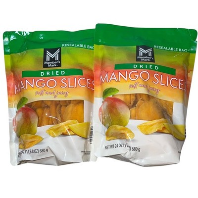 2x Member s Mark Dried Mango 24oz Each, Fresh Premium Snack, New Sealed Bags