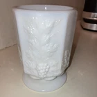 Vintage Milk Glass Footed Tumbler Or Vase With “Grapevine” Pattern Westmoreland