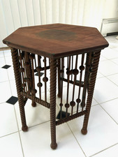 VICTORIAN ARTS AND CRAFTS STICK AND BALL PLANT STAND OR SIDE TABLE TABOURET