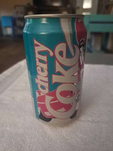Vintage 1989 Cherry Coke Pop Art Empty Can - Couple on Beach Teal & Pink - Picture 6 of 8