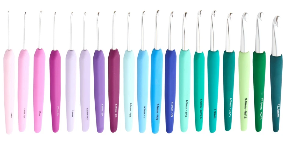 CROCHET HOOKS KnitPro Waves 2 Aluminium With Soft Coloured Grip Handle 2mm-12mm - Image 2 of 4
