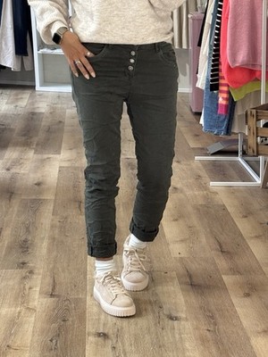 Karostar Jeans Baggy Khaki Grün Knitterlook  versch. AUCH GROßE ! Größen (C5)