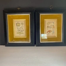 Pair Of Vintage C&A Richards Antique Framed Language Translation Cards