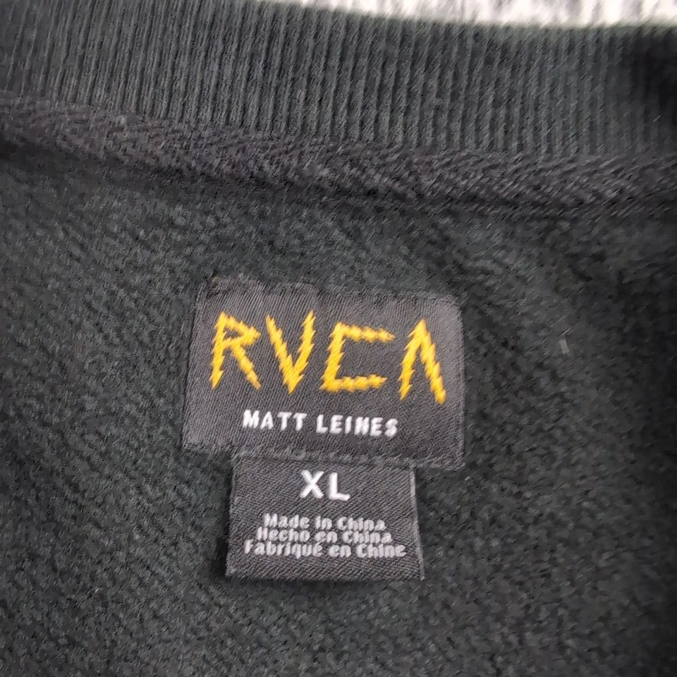 RVCA Sweatshirt Men Extra Large Black Skater Fleece Streetwear Matt Leines Crew - Image 2 of 4